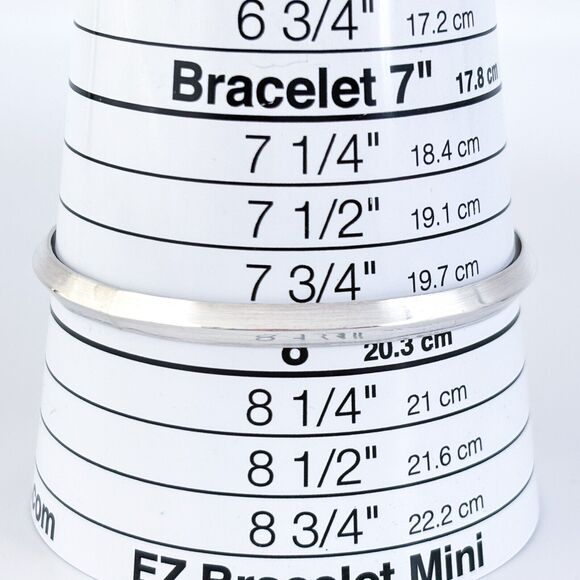 Vintage Sterling Silver 925 Ridge Edge Bangle Bracelet 7.75" - Picture 5 of 7